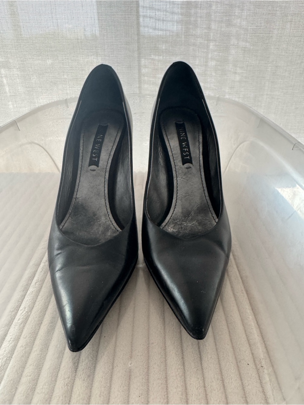 Nine West Black Pointed Leather Heels